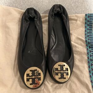 Tory Burch Minnie Black Ballet Flats Size 8.5